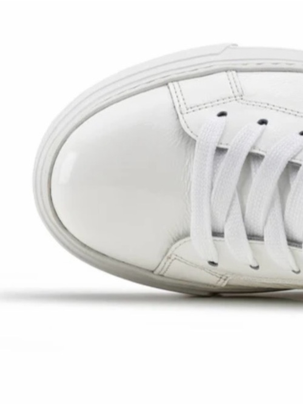Paul Green White Leather Ribbon-Lace Platform Sneakers - Picture 2 of 4